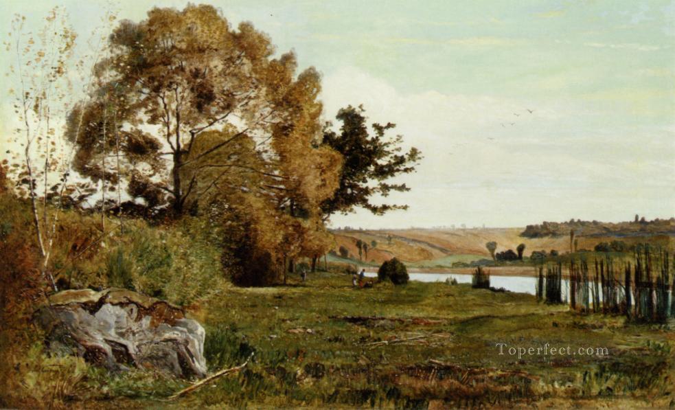 An Autumn Morning scenery Paul Camille Guigou Landscapes river Oil Paintings